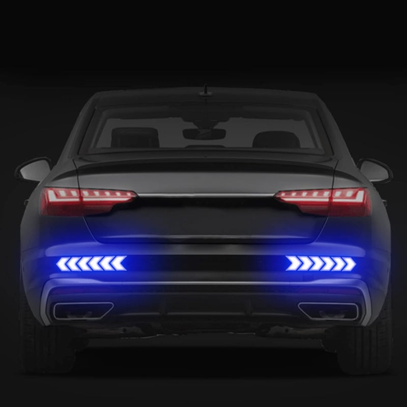 Buylogy® (Blue) 12 pcs Reflective Safety Warning Stripe Stickers Arrow Decals Car Trunk Rear Bumper Guard Body Stickers - Image 4