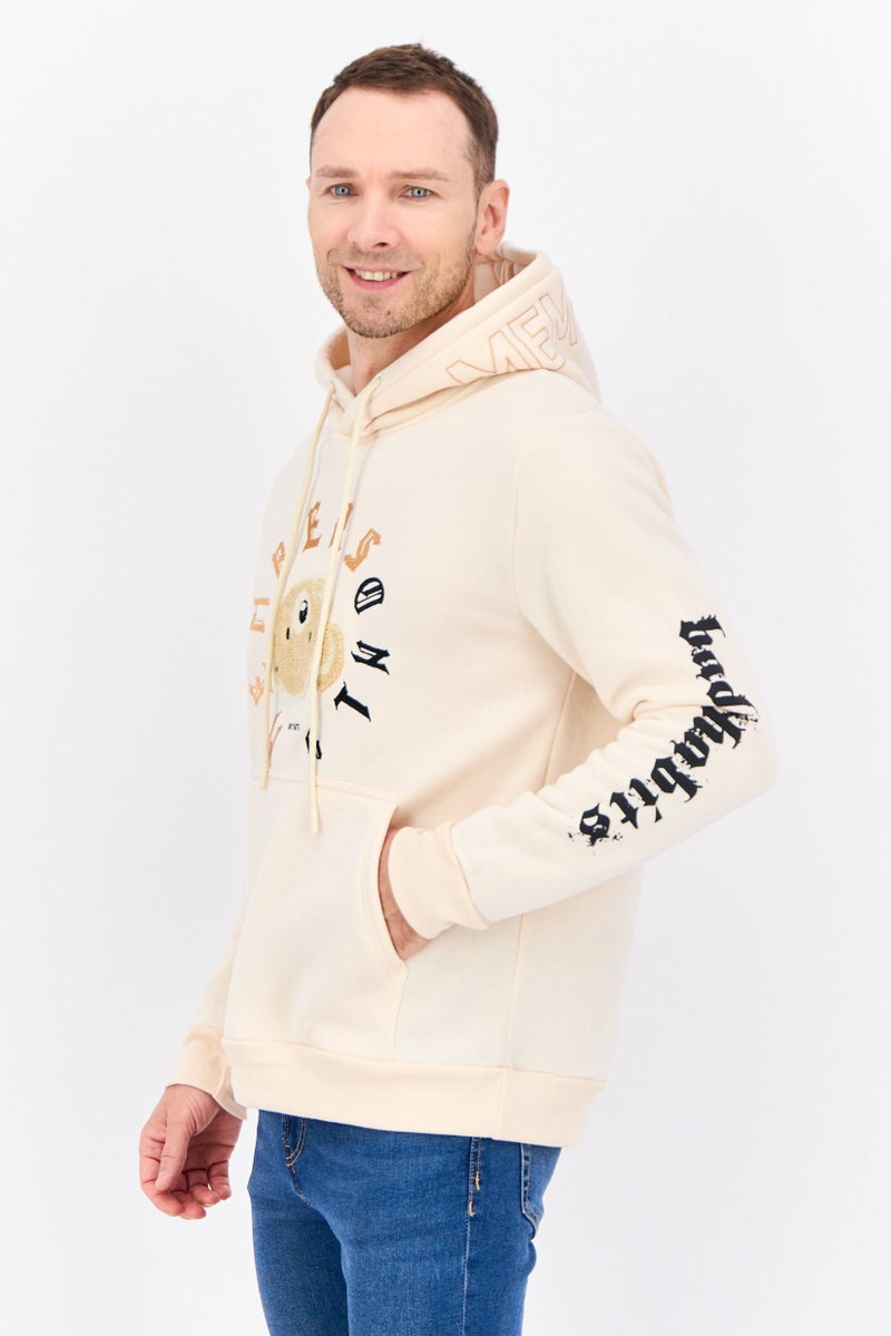 MEMBERS ONLY Men Hooded Embroidered Long Sleeves Sweatshirt, Beige - Image 2