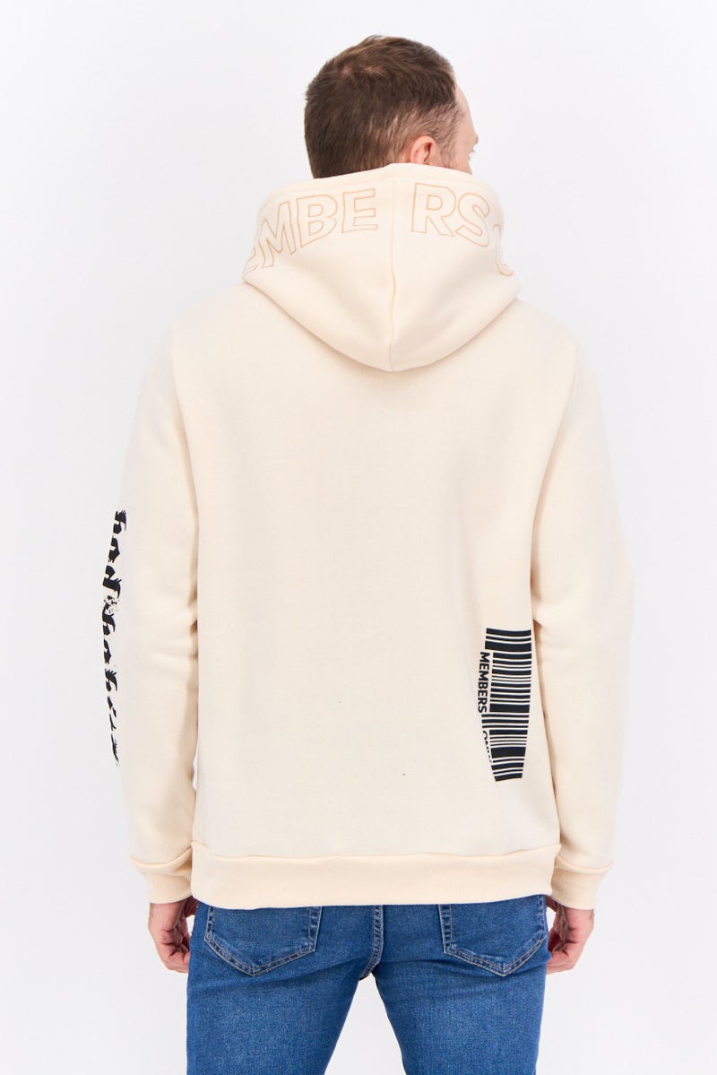 MEMBERS ONLY Men Hooded Embroidered Long Sleeves Sweatshirt, Beige - Image 3