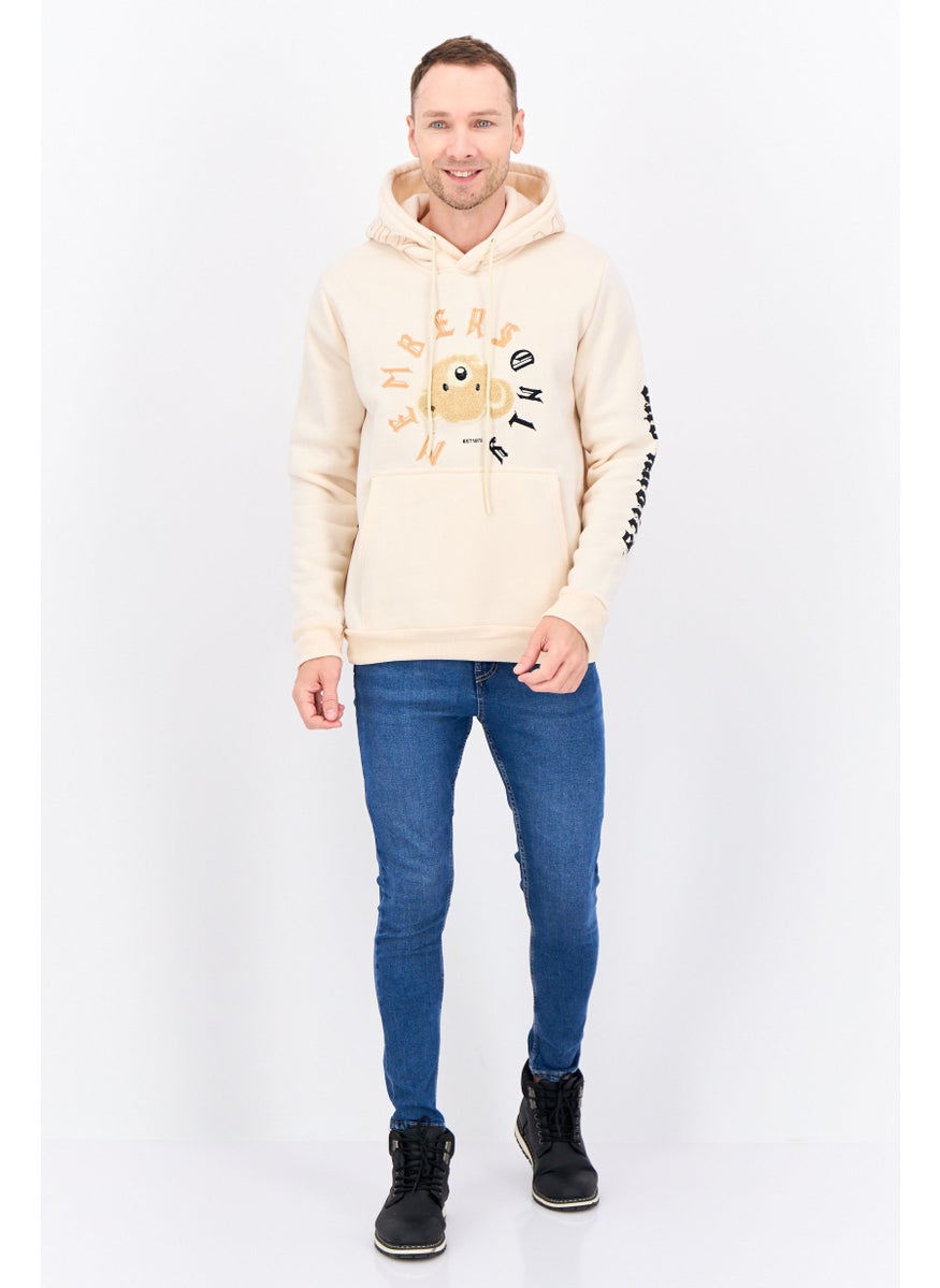 Men Hooded Embroidered Long Sleeves Sweatshirt, Beige - pzsku/Z6955494E5960ED06B509Z/45/_/1737641943/e829311a-f2a9-4354-8462-f95bcb3778a8