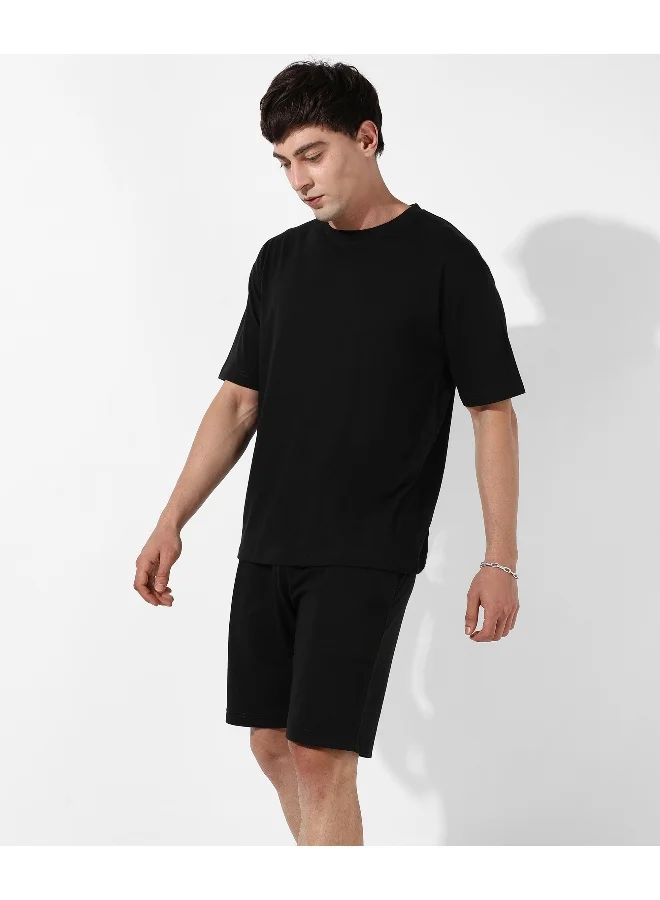 CAHOOT  Men's Black Relaxed Co-Ord Set With Graphic Print For Casual Wear | Cotton Poly Lycra Fabric | Clothing Set Crafted With Comfort Fit & High Performance For Everyday Wear for Men | Best Price UAE