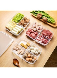 AMERTEER Meal Prep Container Set with Lids, 4Pcs Food Storage Containers with 4 Compartment, Refrigerator Organizer Bins, Plastic Freezer Organizer for Meats, Vegetables, Fruits  - Image 2