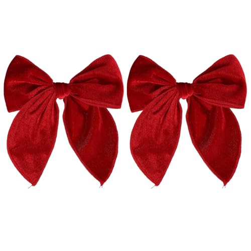 KCHIES 5 Red Christmas Velvet Fable Hair Bows Kids Big Velvet Ribbon Sailor Bow Alligator Clip Cheer Barrettes Hairpins Valentines New Year Gift Accessory for Toddler Teen Baby Girls - Image 1