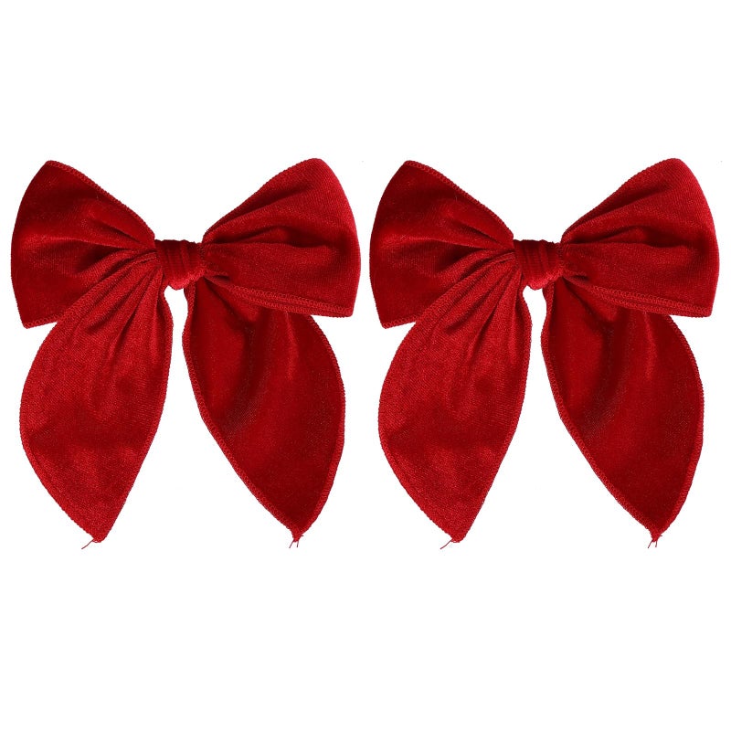 KCHIES 5 Red Christmas Velvet Fable Hair Bows Kids Big Velvet Ribbon Sailor Bow Alligator Clip Cheer Barrettes Hairpins Valentines New Year Gift Accessory for Toddler Teen Baby Girls - Image 2