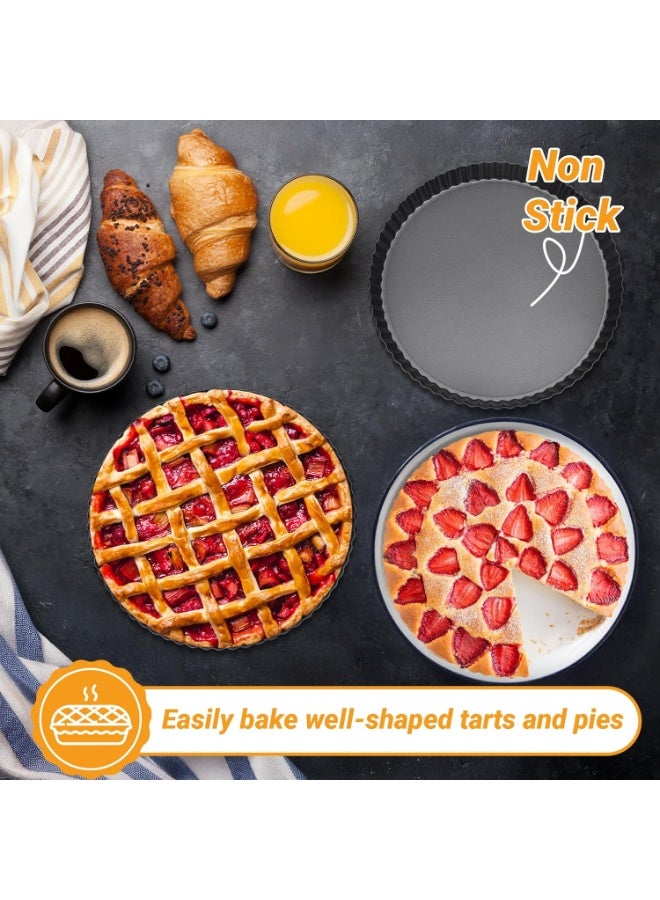 العطيرة البان 10 بوصة القابلة للإزالة أسفل غير عصا Quiche Pan مصغرة العطيرة البانات القابلة للإزالة فضفاضة أسفل جولة فطيرة البان - Image 3