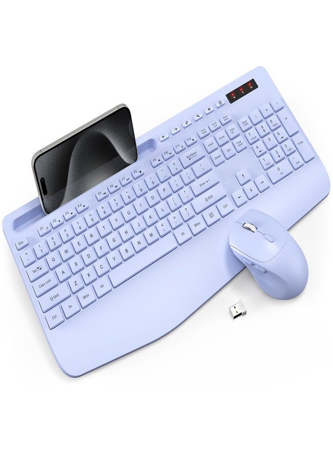 Trueque Wireless Keyboard and Mouse Combo - Full-Sized Ergonomic Keyboard with Wrist Rest, Phone Holder, Sleep Mode, Silent 2.4GHz Cordless Keyboard Mouse Combo for Laptop, Computer, PC, Mac, Windows -Trueque - Image 1