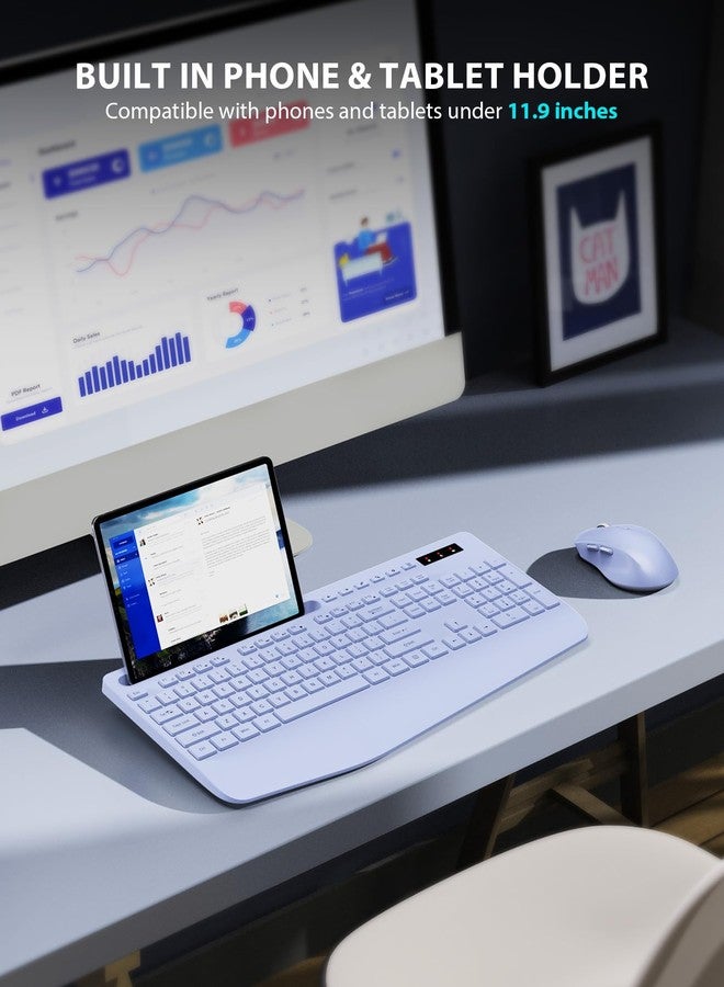 Trueque Wireless Keyboard and Mouse Combo - Full-Sized Ergonomic Keyboard with Wrist Rest, Phone Holder, Sleep Mode, Silent 2.4GHz Cordless Keyboard Mouse Combo for Laptop, Computer, PC, Mac, Windows -Trueque - Image 3