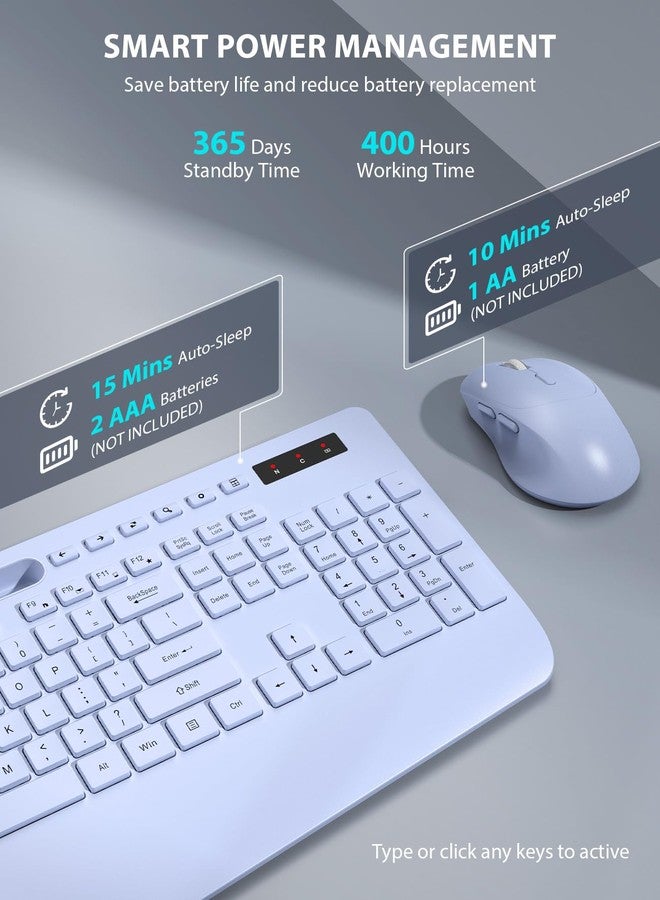 Trueque Wireless Keyboard and Mouse Combo - Full-Sized Ergonomic Keyboard with Wrist Rest, Phone Holder, Sleep Mode, Silent 2.4GHz Cordless Keyboard Mouse Combo for Laptop, Computer, PC, Mac, Windows -Trueque - Image 5