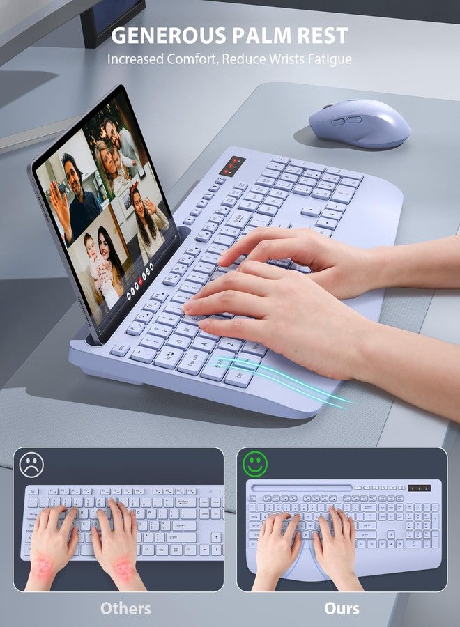 Trueque Wireless Keyboard and Mouse Combo - Full-Sized Ergonomic Keyboard with Wrist Rest, Phone Holder, Sleep Mode, Silent 2.4GHz Cordless Keyboard Mouse Combo for Laptop, Computer, PC, Mac, Windows -Trueque - Image 2