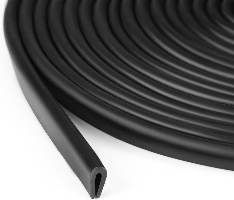 Tondiamo Rubber U Channel Edge Trim Door Edge Seal Strip Rubber Edge Trim Fits Edge up to 116 Inch 16mm U Shape Weather Stripping20 FeetBlack - Image 1