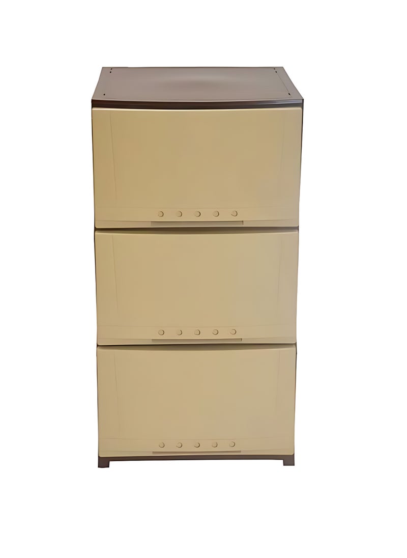 Plasticna - 3-Layer Storage Drawer Cabinet Beige/Brown - Image 1