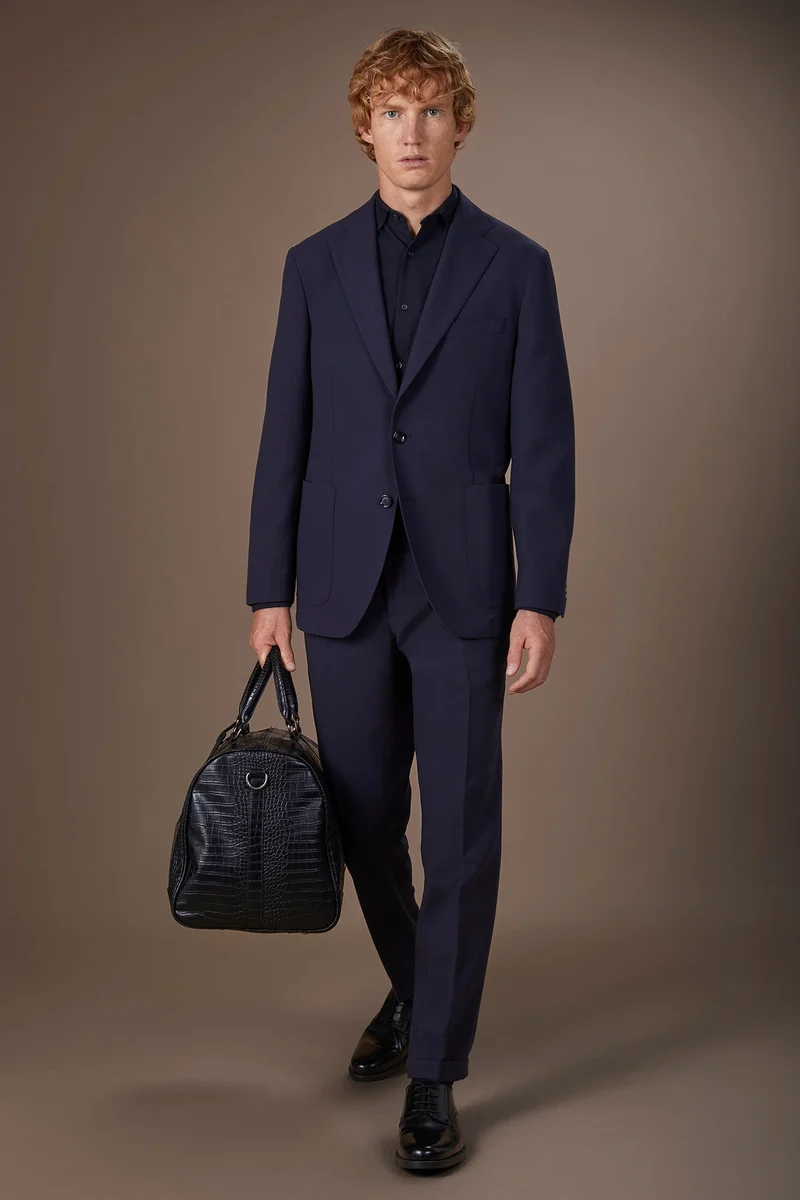 Unlined single-breasted men's jacket - DK Blue