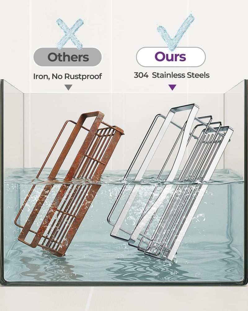 ODesign Shower Caddy 3 Pack-Shower Organizer Shelves Rack Rustproof SUS304 Stainless Steel for Bathroom Storage&Kitchen-No Drilling Adhesive Shower Caddy Shelf Dorm Room Essentials-Silver - Image 2