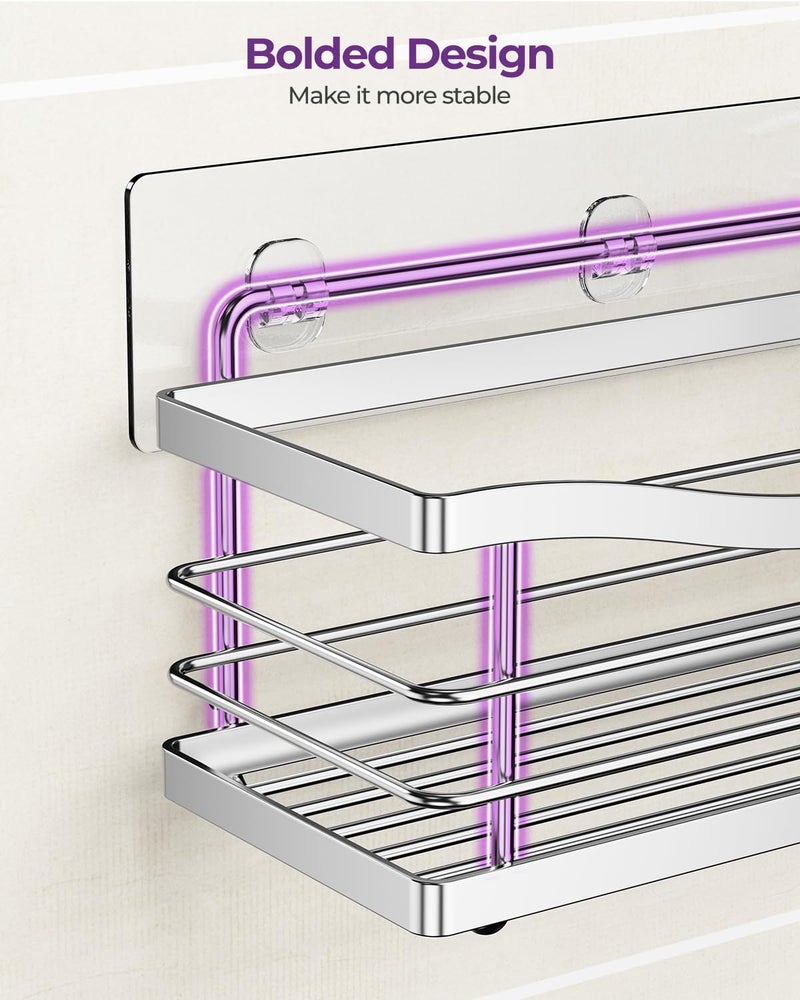 ODesign Shower Caddy 3 Pack-Shower Organizer Shelves Rack Rustproof SUS304 Stainless Steel for Bathroom Storage&Kitchen-No Drilling Adhesive Shower Caddy Shelf Dorm Room Essentials-Silver - Image 4