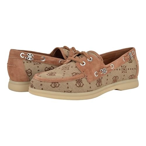 Guess Women's YOMAYA Boat Shoe, Medium Brown Suede Logo 210, 8 - Image 2