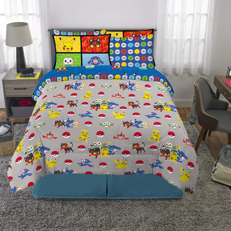 Franco Pokemon Anime Kids Comforter and Sheet Set with Sham, 7 Piece Full Size, by Franco - Image 4