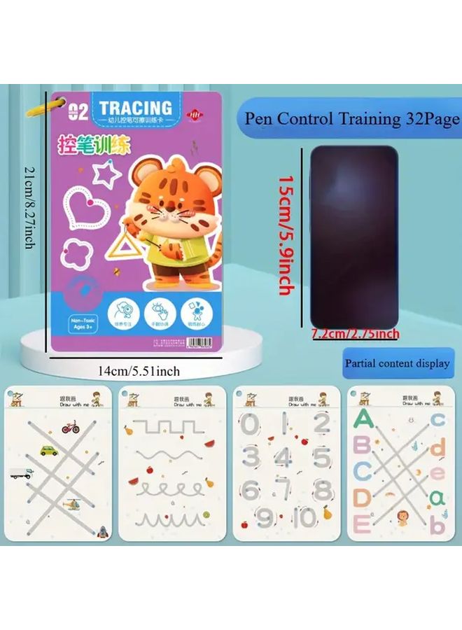 32 Pages Reusable Magic Copybook Numbers Alphabet Writing Skills Learning Workbook - Image 3