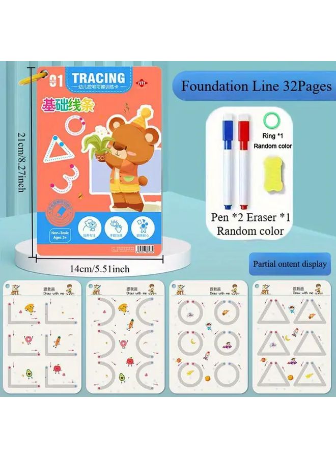32 Pages Reusable Magic Copybook Numbers Alphabet Writing Skills Learning Workbook - Image 2