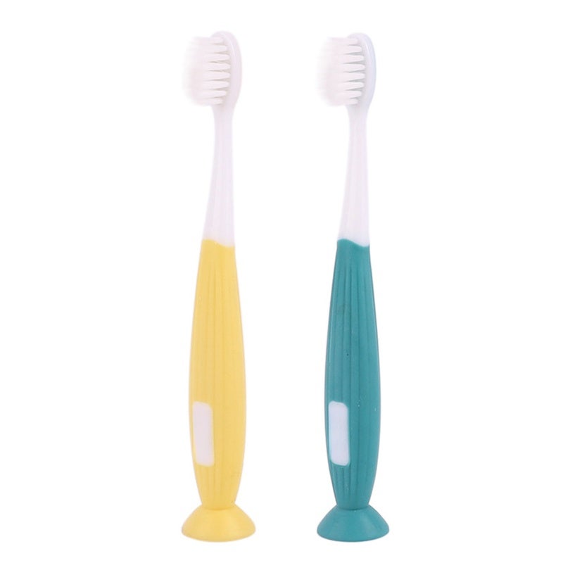 Kids Toothbrush: 6-12 Years, 0.12mm Fine Soft Bristles, Food Grade PP & TPE Material - Anti-Slip Pumpkin Handle, Mini Head, Suction Cup for Baby Tender Mouth - Image 1