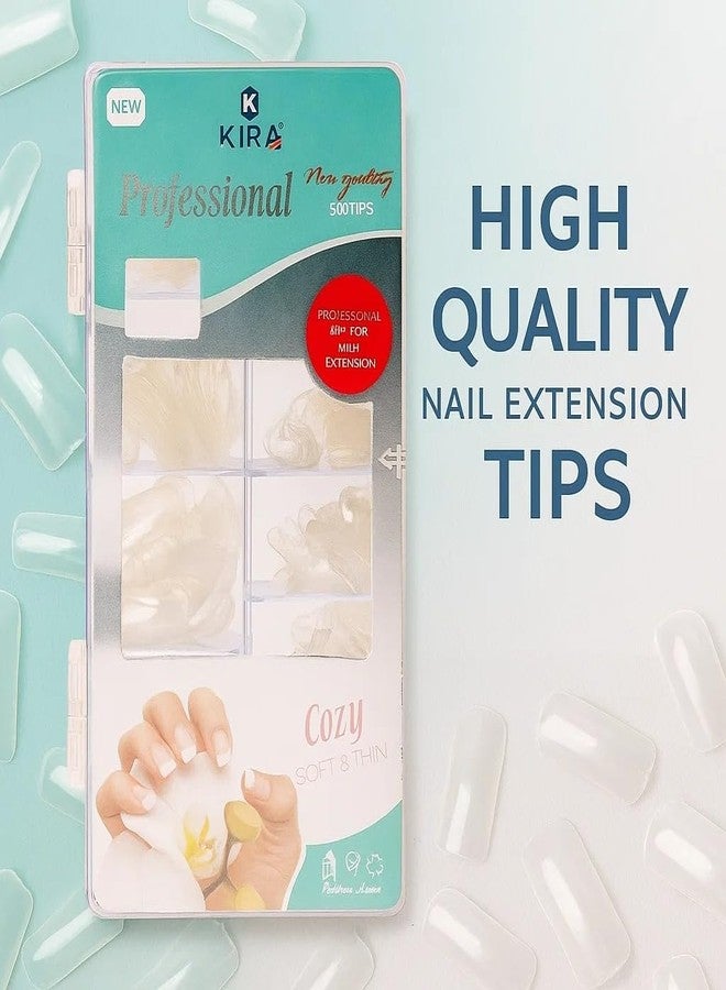 KIRA Professional Clear Nail Tips Acrylic Half Cover French Fake Nail Tips 500pcs with Box (56-19) - Image 2