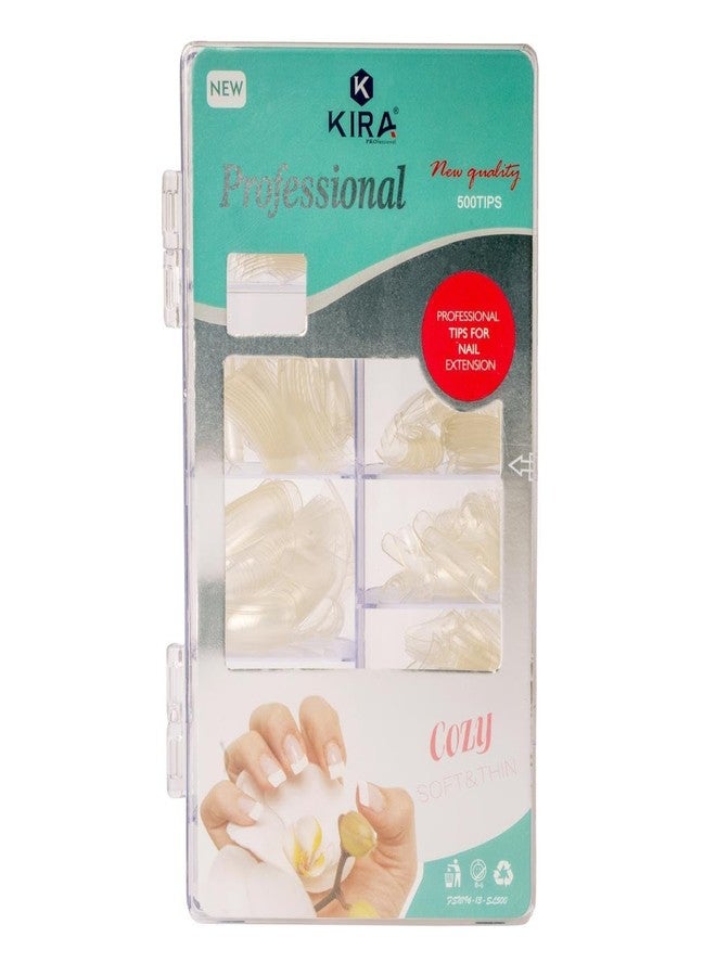 KIRA Professional Clear Nail Tips Acrylic Half Cover French Fake Nail Tips 500pcs with Box (56-19) - Image 1