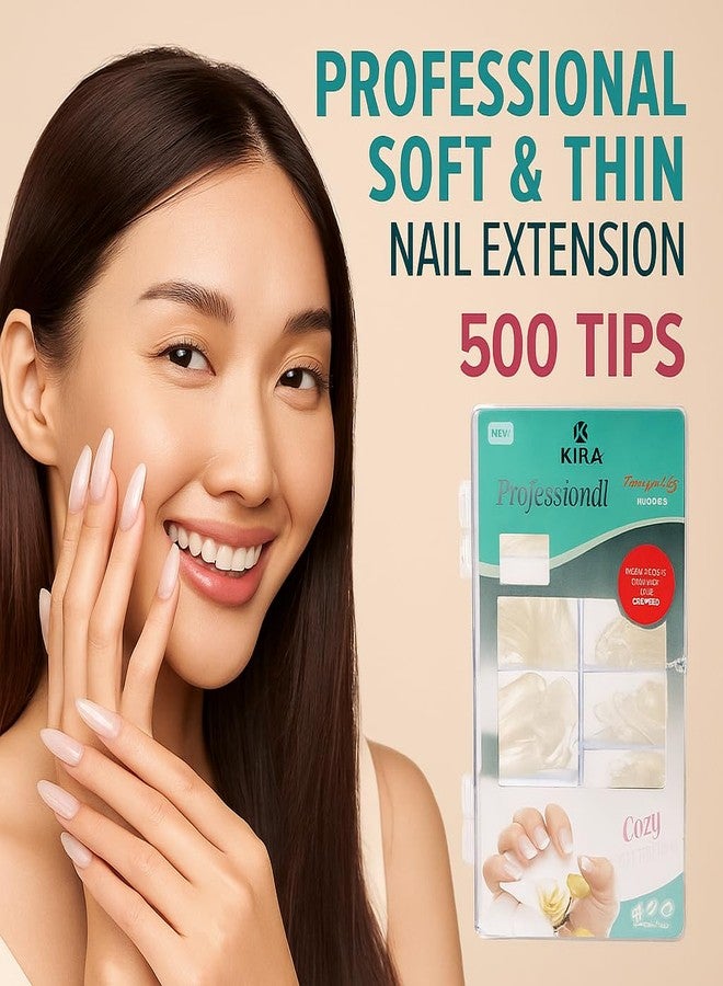 KIRA Professional Clear Nail Tips Acrylic Half Cover French Fake Nail Tips 500pcs with Box (56-19) - Image 3