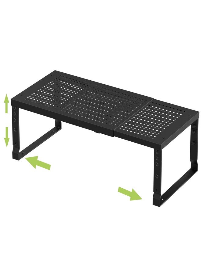 Jojocross Expandable Adjustable Stackable Kitchen Organizer, Spice Rack,Metal Pantry Storage Shelves Racks,Counter Shelf for Cabinets, Countertop, Cupboard(1 Pack/Medium/Black) - Image 1