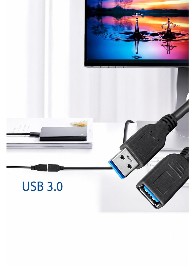 كابل تمديد USB ذكر إلى أنثى، نقل بيانات عالي السرعة ودعم الشحن، طول 1.5 متر ، 3 متر و 5متر و 10 متر - Image 5
