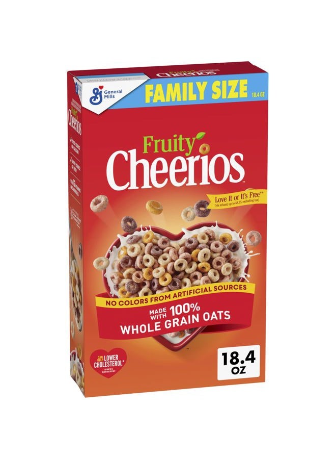 Cheerios Fruity Cheerios, Heart Healthy Gluten Free Breakfast Cereal, Made with Whole Grain Oats, Family Size, 18.4 oz - Image 1