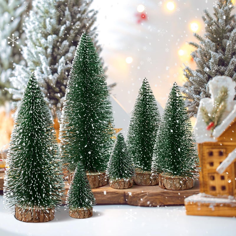 Hatisan 6pcs Mini Christmas Trees Decorations Small Bottle Brush Trees,Artificial Tabletop Christmas Tree for Indoor Outdoor Home Room Party Gift (Green) - Image 4
