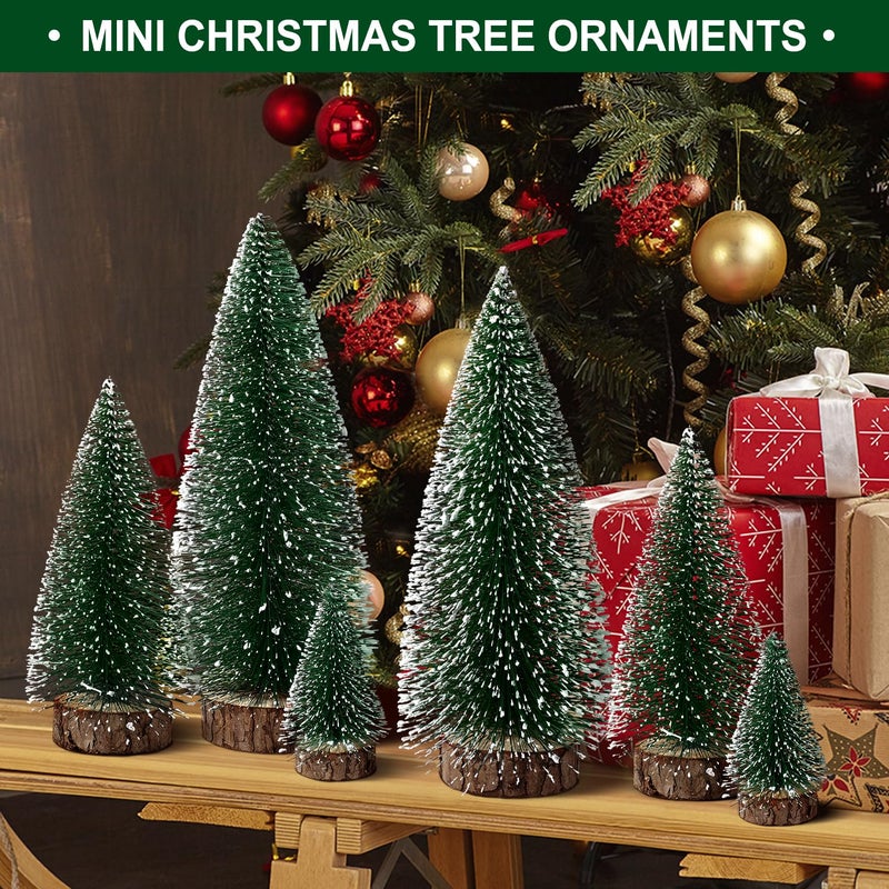Hatisan 6pcs Mini Christmas Trees Decorations Small Bottle Brush Trees,Artificial Tabletop Christmas Tree for Indoor Outdoor Home Room Party Gift (Green) - Image 3