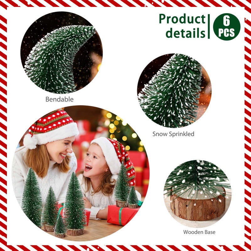 Hatisan 6pcs Mini Christmas Trees Decorations Small Bottle Brush Trees,Artificial Tabletop Christmas Tree for Indoor Outdoor Home Room Party Gift (Green) - Image 5