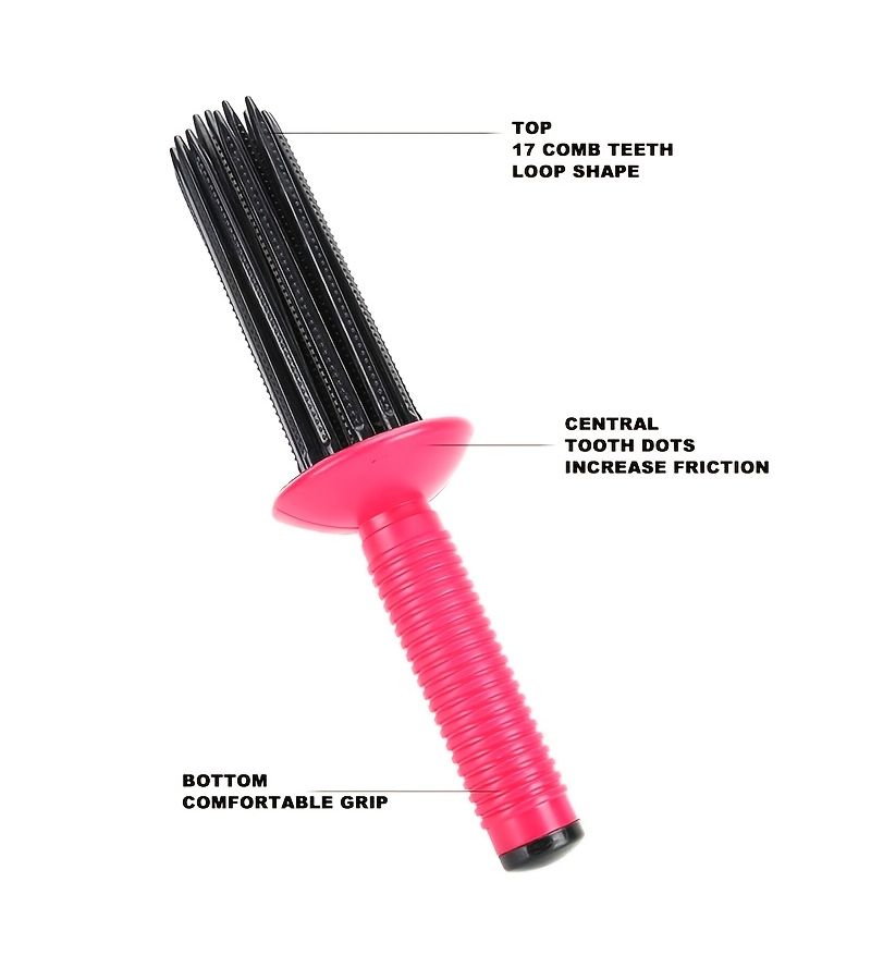 Pink Handle Hair Curling Comb Volumizing Fluffiness Air Styling Tool - Image 3