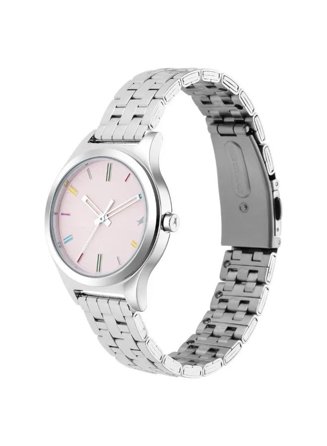 fastrack ساعة يد معدنية دائرية أنالوج للنساء - 6152SM04 - 40 مم - Image 3