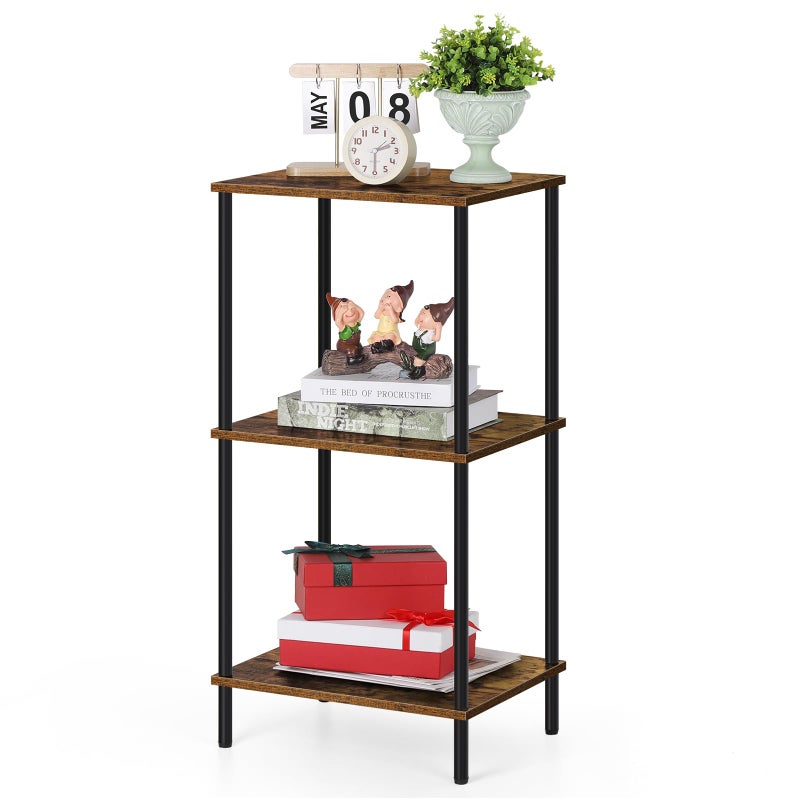 ETELI Tall 3Tier Side Table  316 Height Industrial Entryway Table with Metal Frame for Living Room Bedroom Bathroom Kitchen BrownBlack