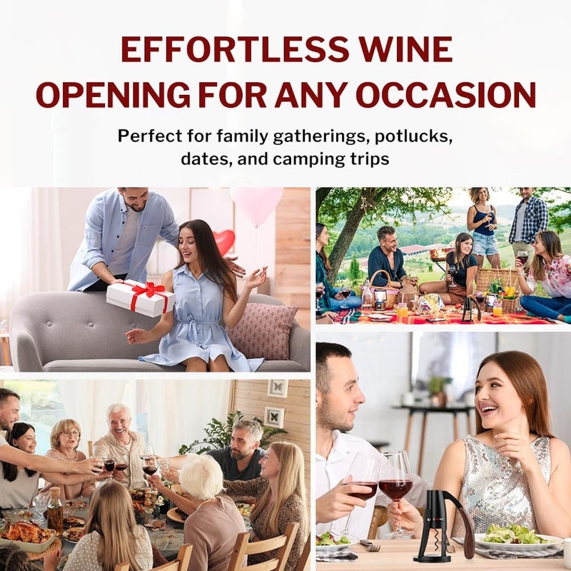 Forge Quality Compact Vertical Lever Corkscrew Wine Opener with Foil Cutter. 3 Seconds to Open a Bottle of Wine. Black. - Image 5