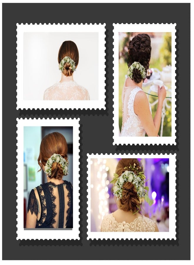 ANVIK Hair Accessories Fancy Party Bridal Wedding Fabric/Artificial Rose Flower Bun Juda Hair Gajra For Women's Flower Hair Accessory Veni For Hair For Bride (OFF WHITE) - Image 5