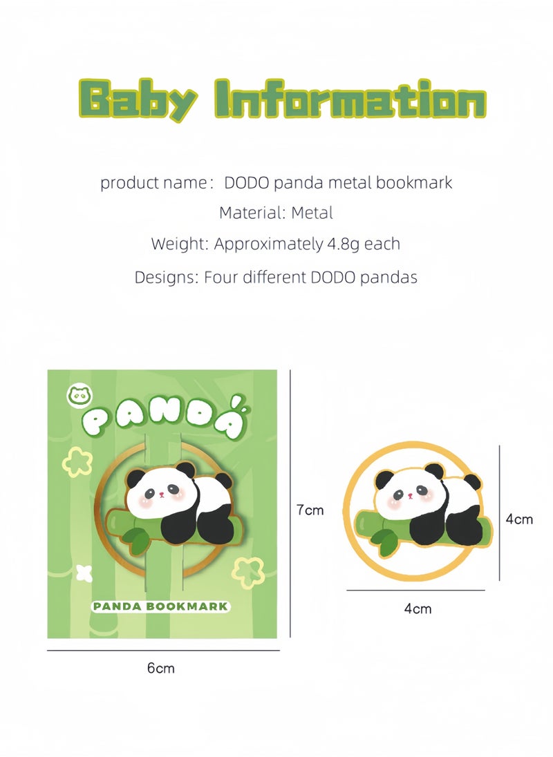 Generic - Cute DoDo Panda Creative Reading Bookmarks, Metal Hollow Bookmarks with Chinese Style, 4 pcs - Image 1