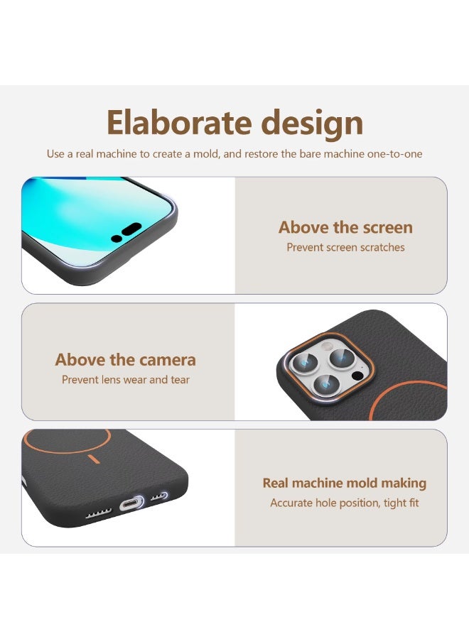 جراب حماية فاخر  (ماج سيف) لهاتف آيفون 17 برو - بملمس جلد الليتشي وبطانة داخلية من الفلانيل - Image 5