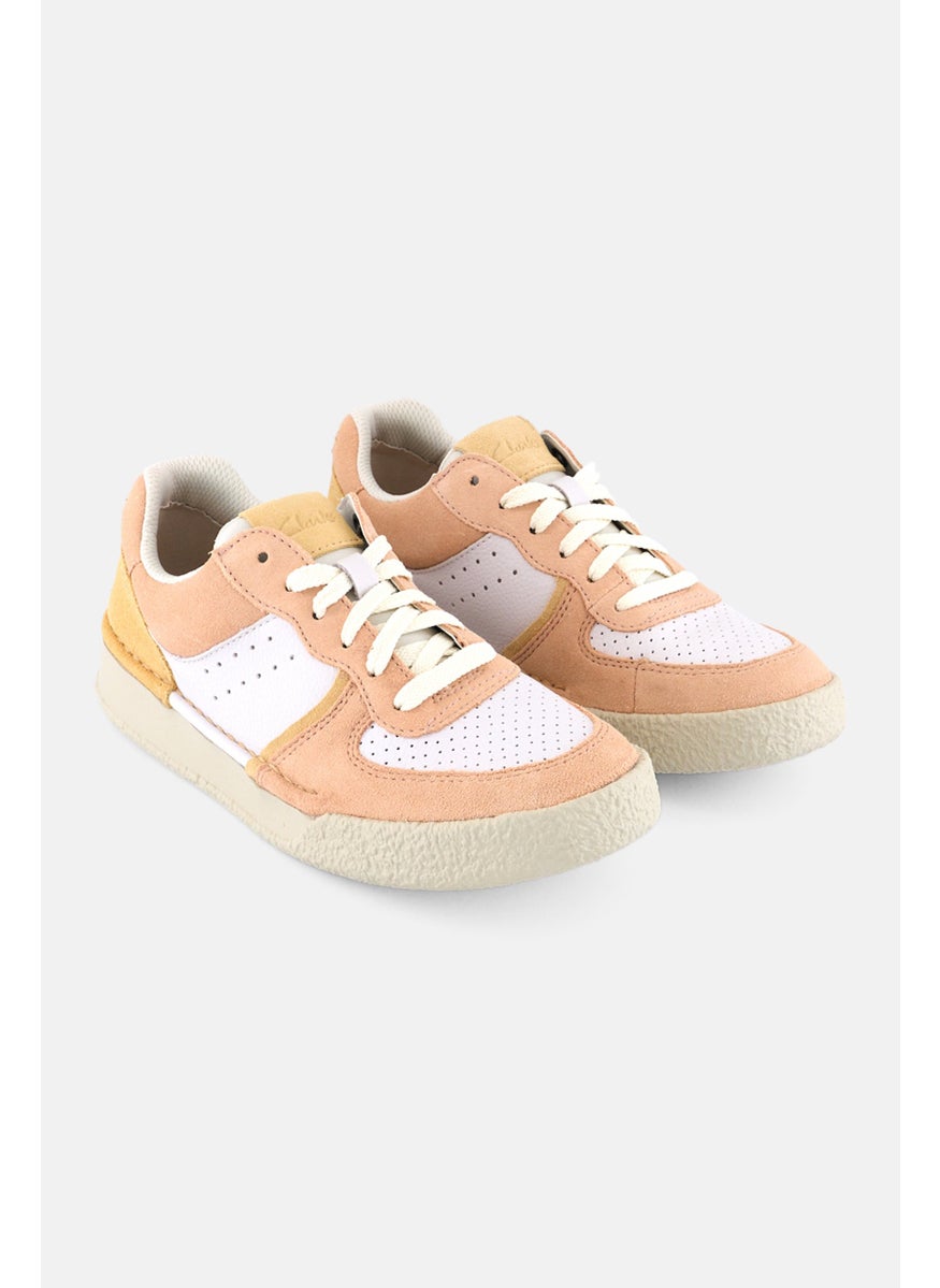 clarks Women Craftcup Court Lace Up Shoes, Pale Peach  - Image 1