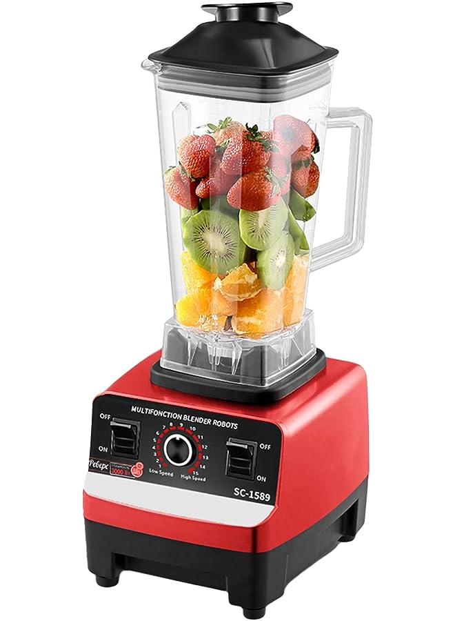 IAF Multifunctional Blender For Smoothie Milkshake Juicer Ice Crusher Electric Grain Grinder 4500W 15 Rotating Speeds Multi Blender Mixer Juicer Food Red Uk Plug - Image 1