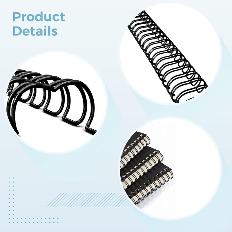 Nylon Coated Binding Wires, 100 Pcs, 3/8 Inch, 9.5 Mm, 34 Rings, Double Loop, Black, 3:1 Pitch - Image 4