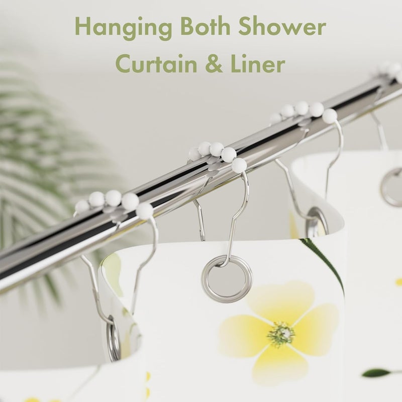 Amazer Shower Curtain Hooks, Decorative Stainless Steel Shower Curtain Hooks for Bathroom Shower Rods Curtains-Set of 12, Acrylic White - Image 2
