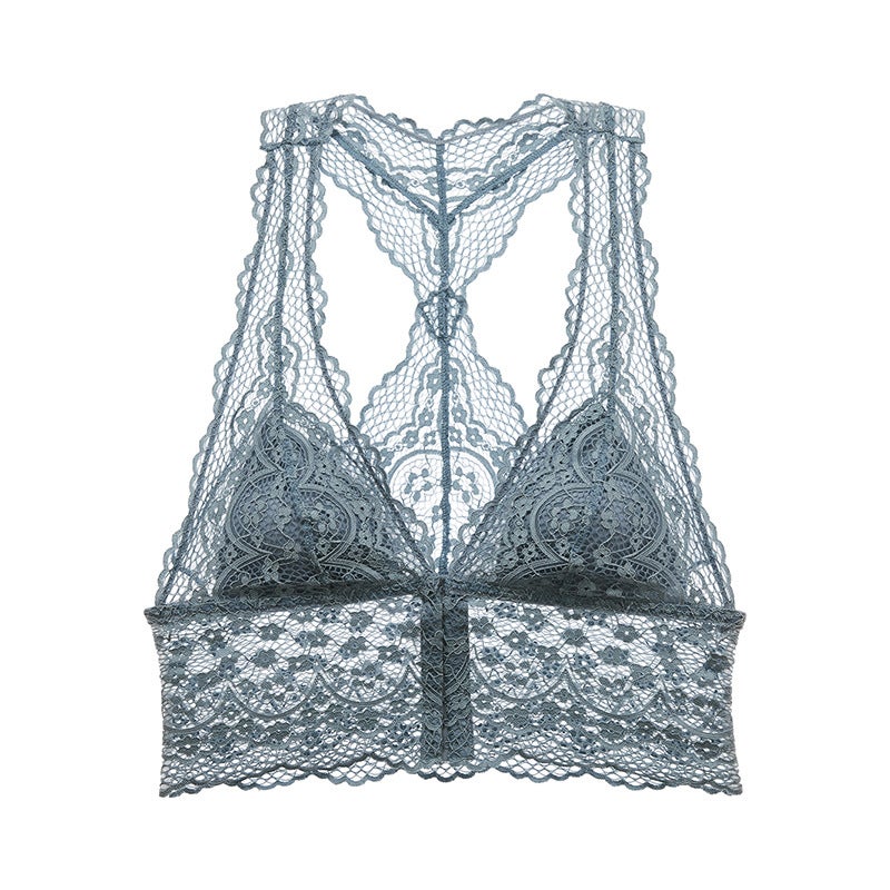 Summer thin mold Cup beautiful back wear no steel ring spot blue front buckle lace sexy adult underwear single bra - Image 2