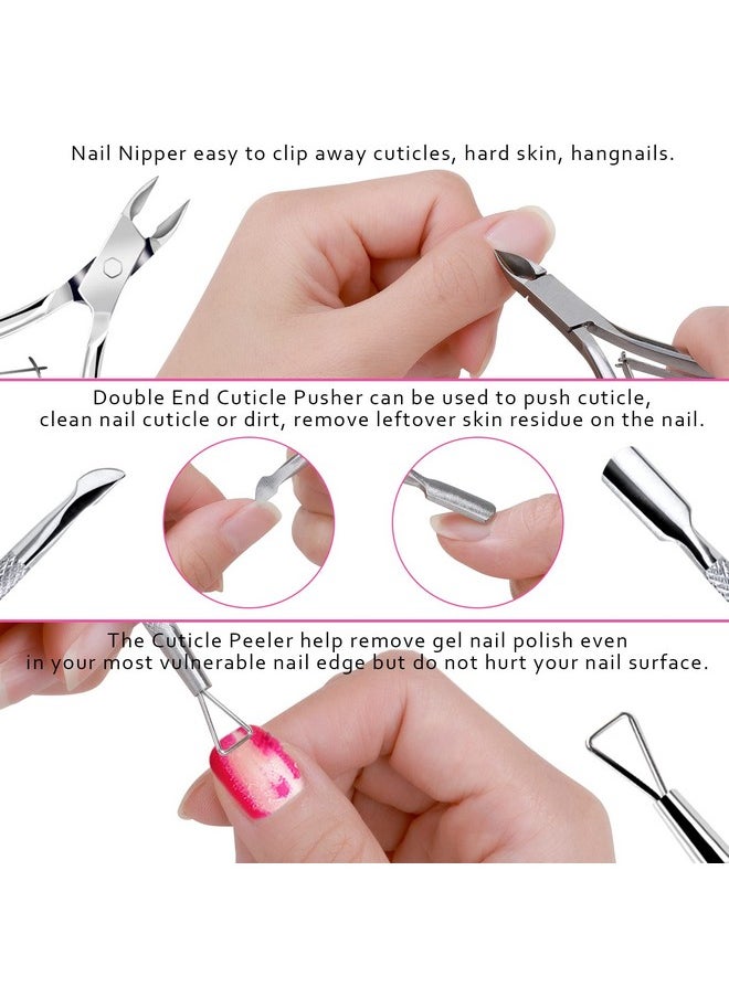 FANDAMEI Nail Buffers And Files Manicure Tools Kit With 3Pcs Nail File 2Pcs Nail Buffer Rectangular Nail Buffer Block Cuticle Nippers Cuticle Pusher Cuticle Peeler. Cuticle Oil And Nail Brush.  - Image 5