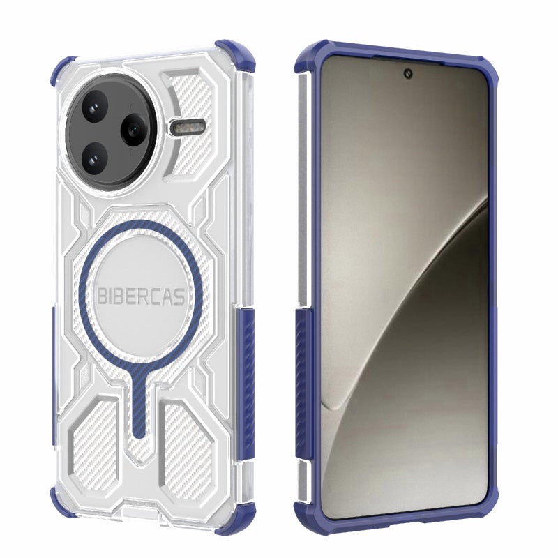 BIBERCAS For Redmi K80 Pro Transparent Color Series Magsafe Air Bag Shockproof Phone Case(Blue) - Image 1