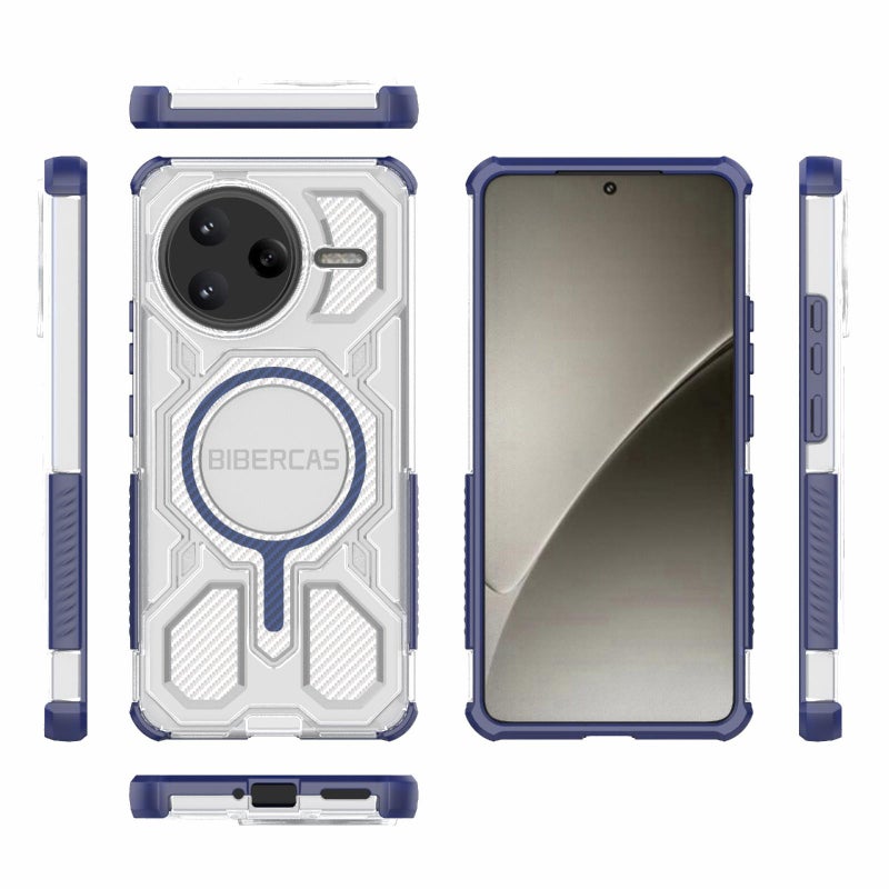 BIBERCAS For Redmi K80 Pro Transparent Color Series Magsafe Air Bag Shockproof Phone Case(Blue) - Image 2