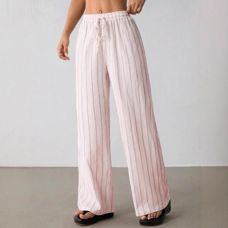 Women's Casual Wide Leg Pants with Drawstring Elastic Waist - Image 4