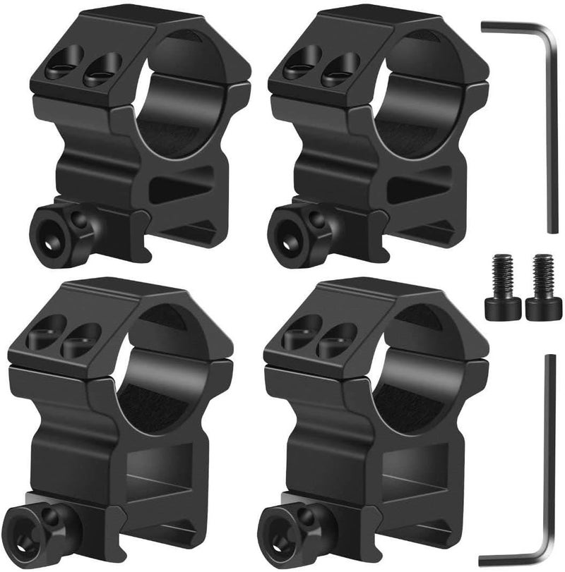 LONSEL 1'' Scope Rings, 2Pcs High Profile & 2Pcs Medium Profile 1 Inch Scope Mount Rings for Picatinny Rail - Pack of 4 - Image 1