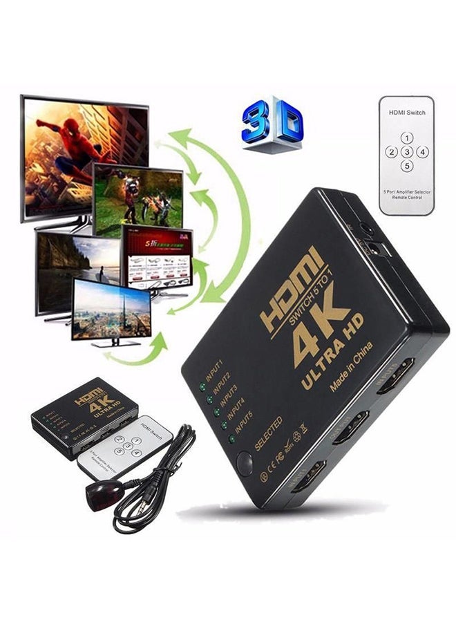 ELTRAZONE 4-Piece HDMI Switcher Splitter Hub Set – 5-Port HDMI Switch with Remote Control – Supports 4K, 3D, Full HD – Auto-Switching HDMI Selector for TV, Monitor, Gaming – Black/Silver - Image 5